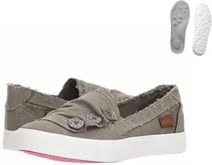 Clearlyss Women Casual Button Comfy Sneakers, Denim Canvas Sneakers Women, Comfy Low Top Slip on Orthopedic Sneakers
