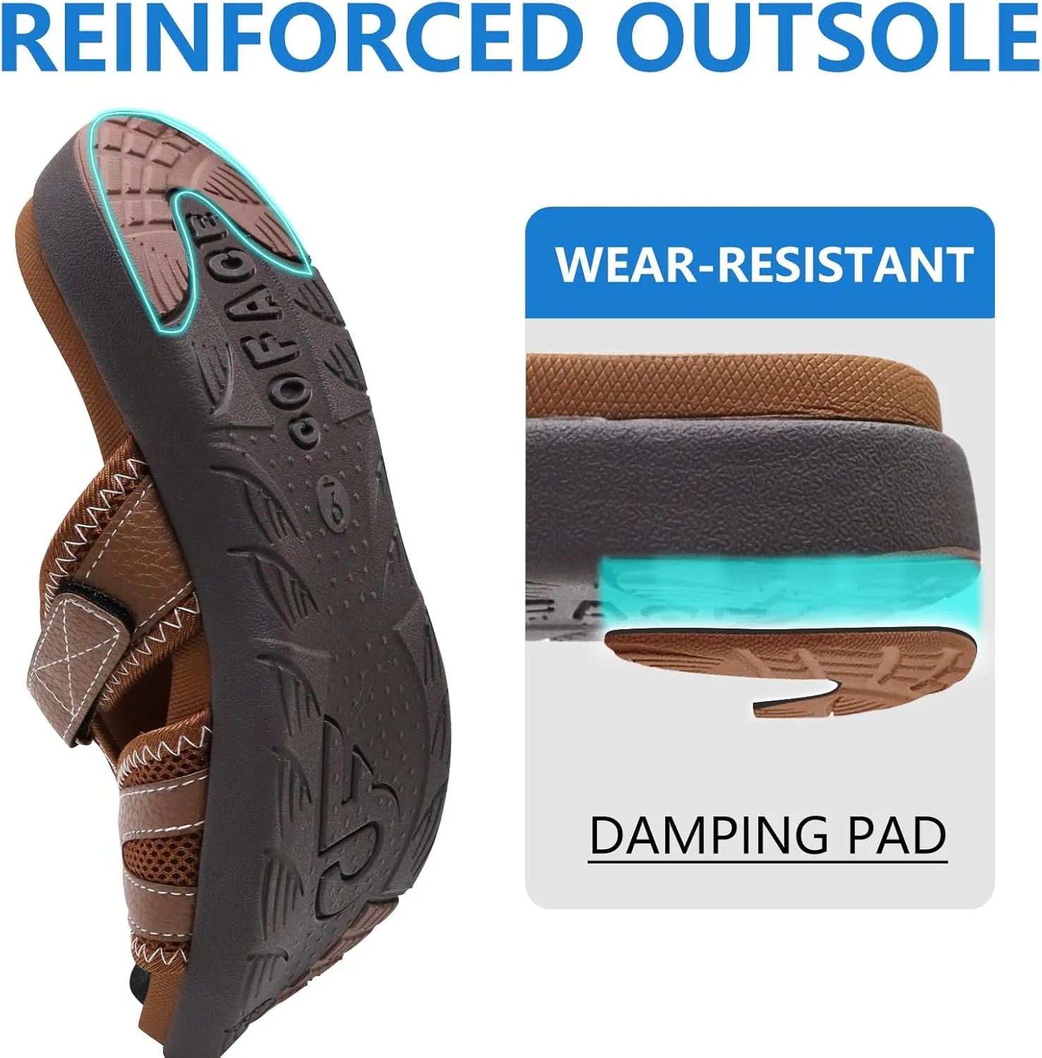 COFACE Mens Sport Recovery Sandals Plantar Fasciitis Soft Cushion Lightweight Orthotic Slides for Men