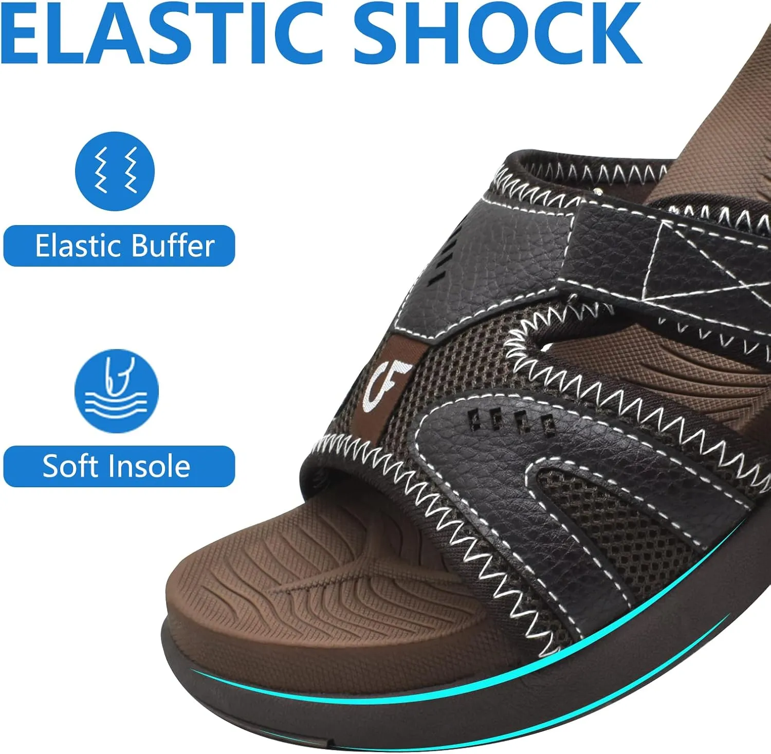 COFACE Mens Sport Recovery Sandals Plantar Fasciitis Soft Cushion Lightweight Orthotic Slides for Men