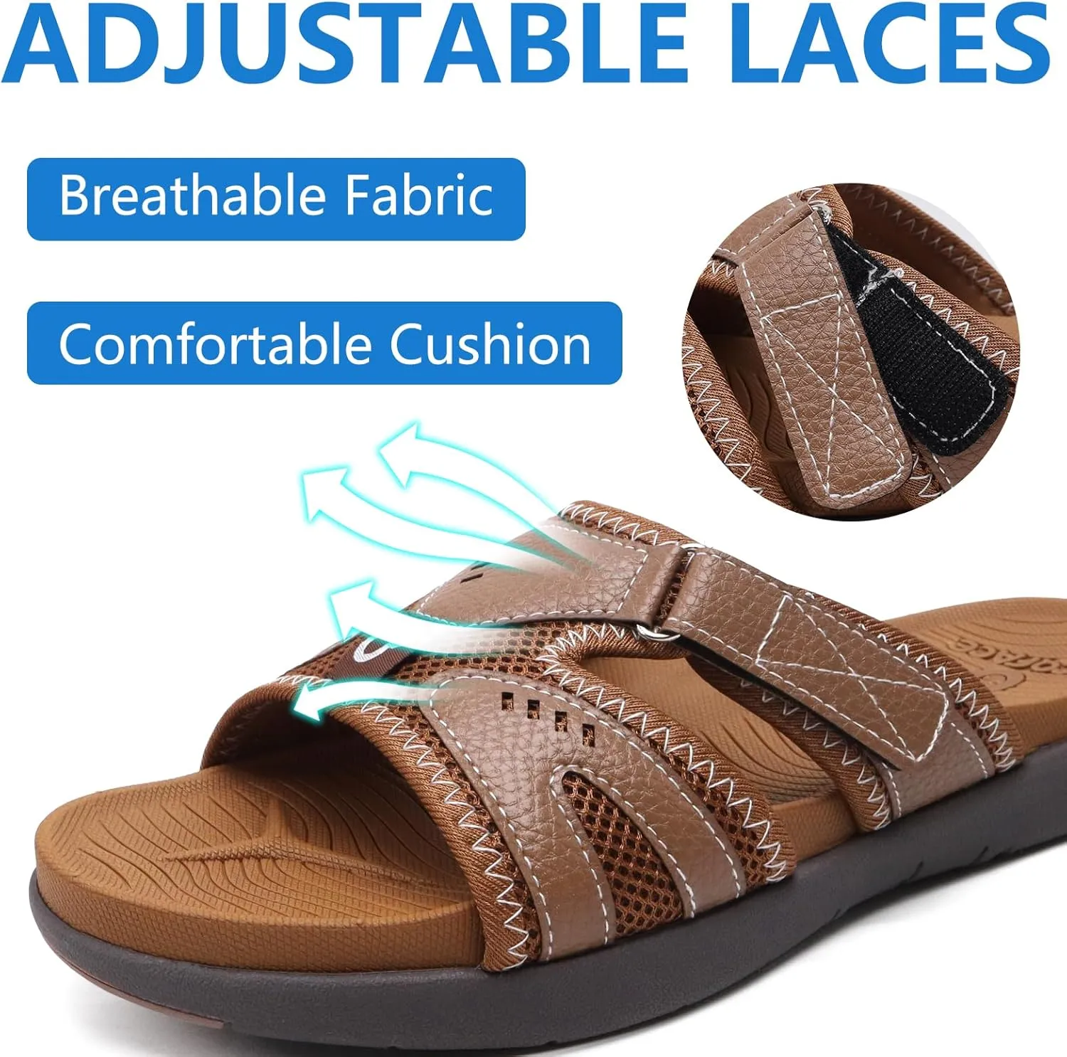 COFACE Mens Sport Recovery Sandals Plantar Fasciitis Soft Cushion Lightweight Orthotic Slides for Men