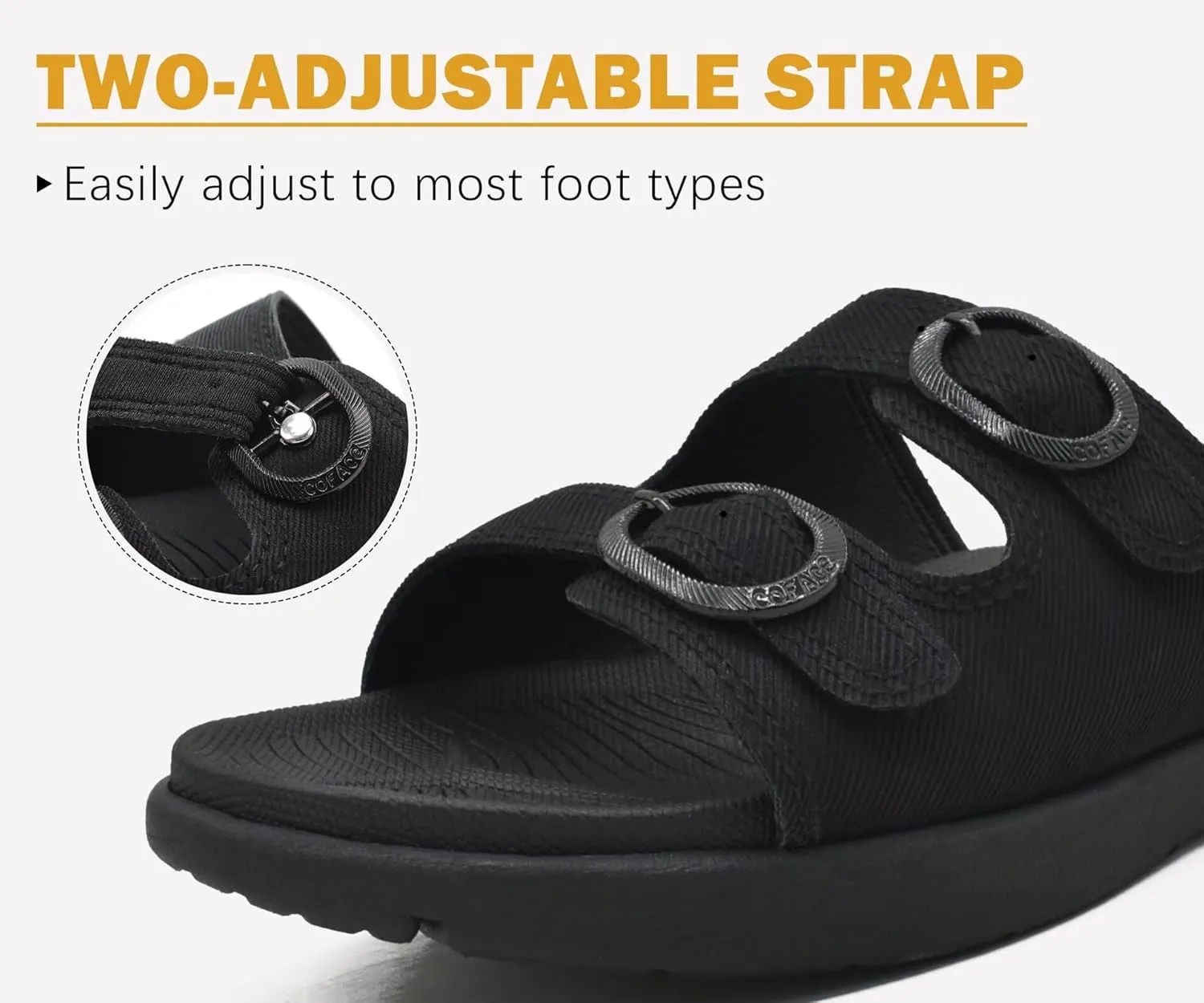 COFACE Womens Orthotic Slides Comfort Plantar Fasciitis Arch Support Slip on Flat Sandals Ladies Soft Cushion Fashion Yoga Mat Slippers With Adjustable Straps