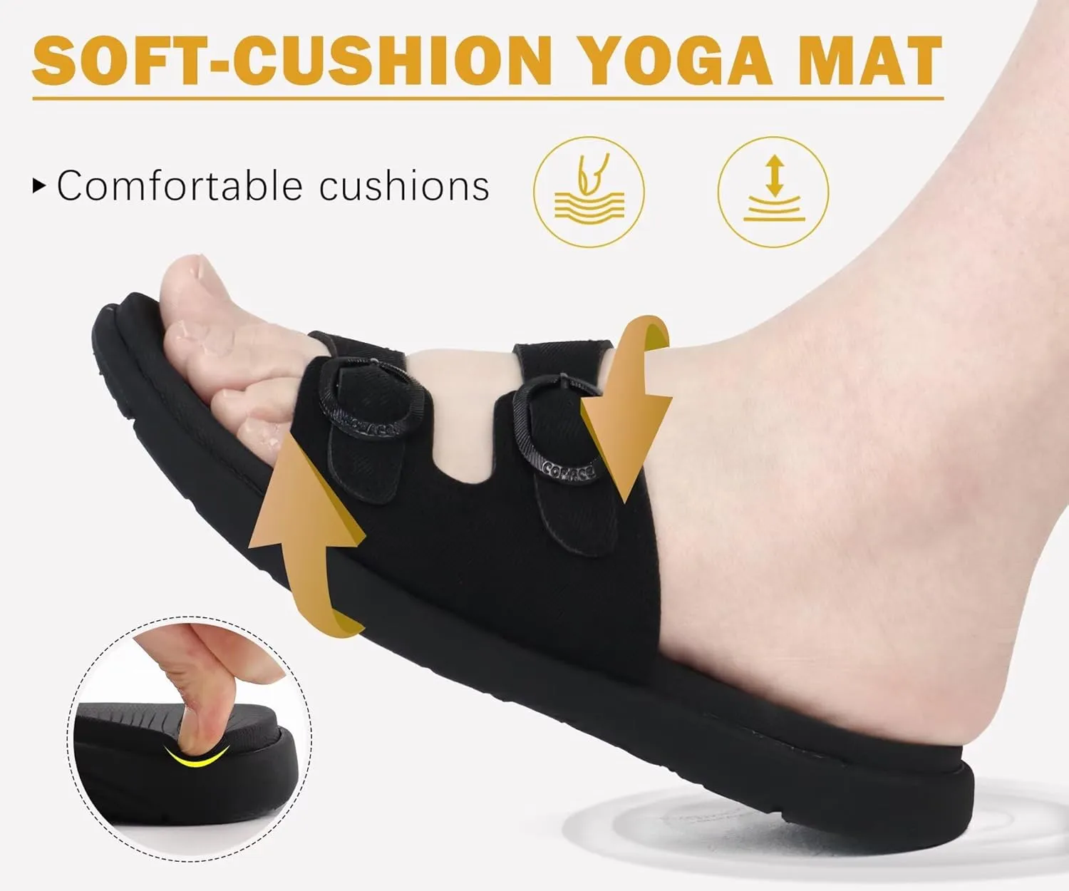 COFACE Womens Orthotic Slides Comfort Plantar Fasciitis Arch Support Slip on Flat Sandals Ladies Soft Cushion Fashion Yoga Mat Slippers With Adjustable Straps