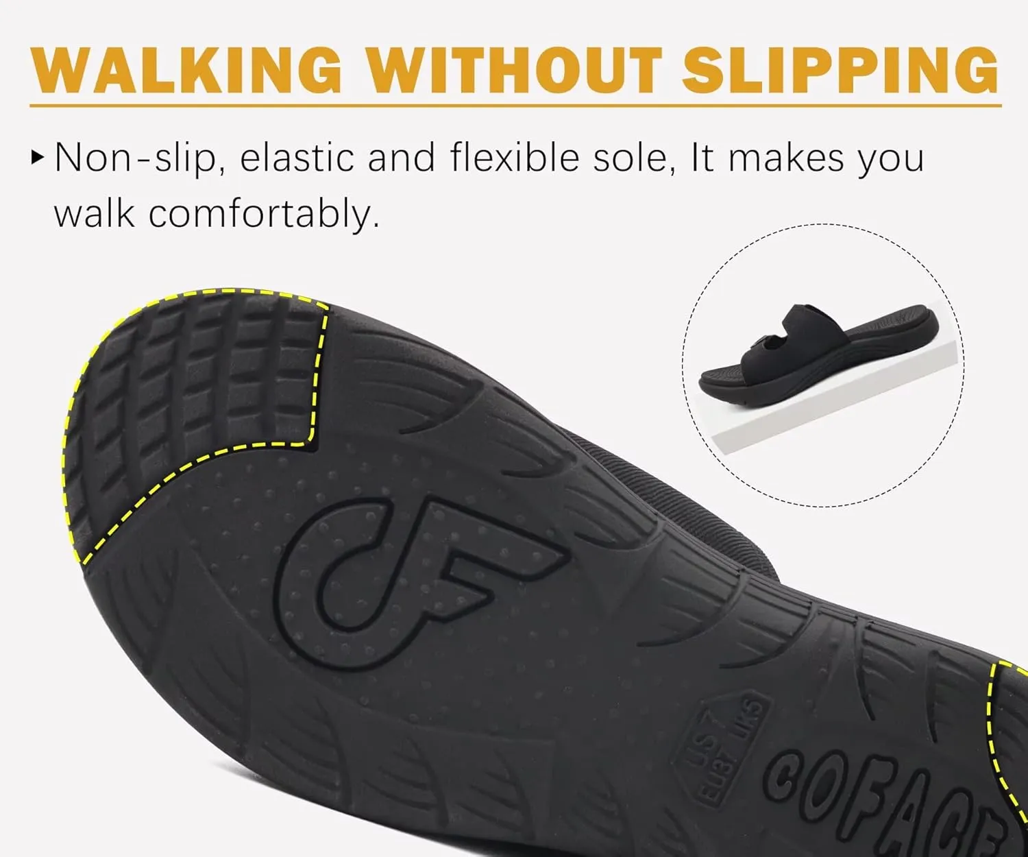 COFACE Womens Orthotic Slides Comfort Plantar Fasciitis Arch Support Slip on Flat Sandals Ladies Soft Cushion Fashion Yoga Mat Slippers With Adjustable Straps