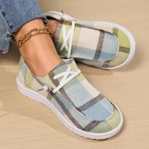 Colorful Women's Plaid Slip-On Sneakers - Breathable & Lightweight