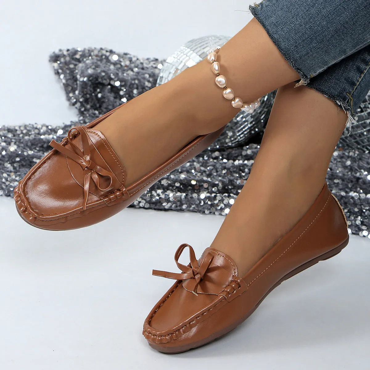 Comfortable Loafers for Women - Gold