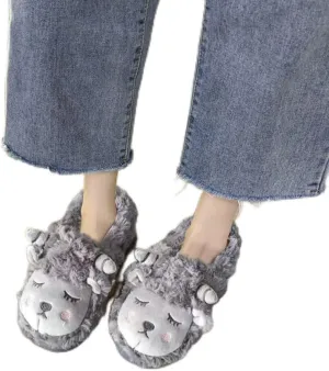 Comfy Slipper,Lovely Soft Confinement Shoes, Covered Soft-Soled Cotton Shoes, Maternity Shoes-Grey_36-37,Anti-Skid Rubber Sole