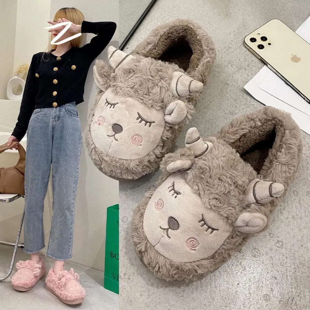 Comfy Slipper,Lovely Soft Confinement Shoes, Covered Soft-Soled Cotton Shoes, Maternity Shoes-Grey_36-37,Anti-Skid Rubber Sole