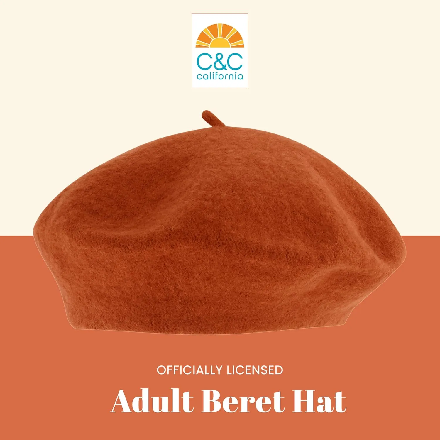 Concept One C California Hat, Classic Wool French Beret for Men and Women