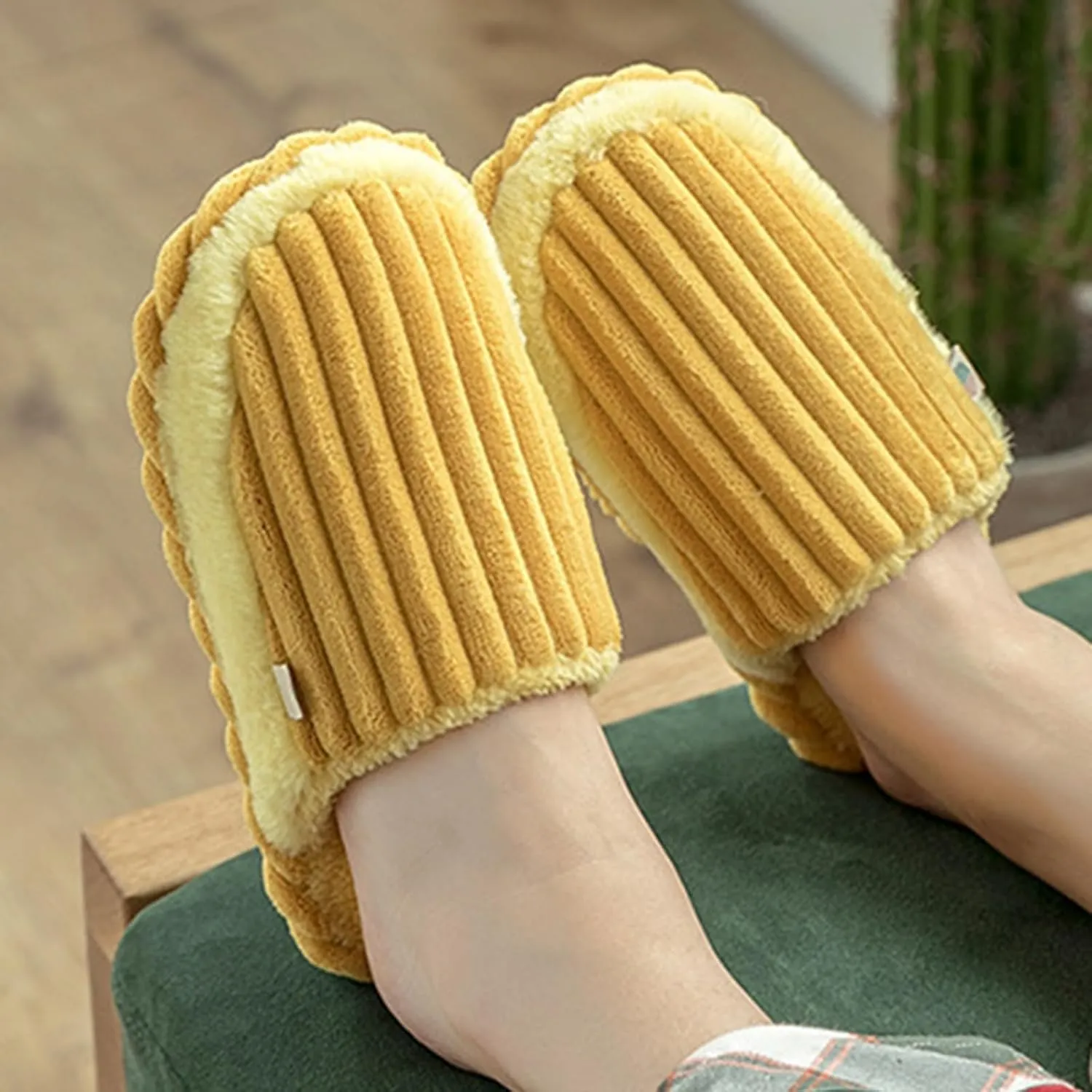 Corduroy House Slippers Home Bedroom Slide Slipper Shoes Comfy Winter Thermal Warm Slip on Shoe Trendy Gift Slippers