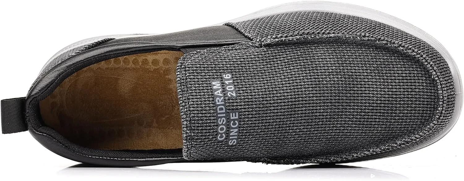 COSIDRAM Mens Casual Slip on Loafers Shoes Breathable Comfortable Non Slip Soft Walking Shoes Daily Flats