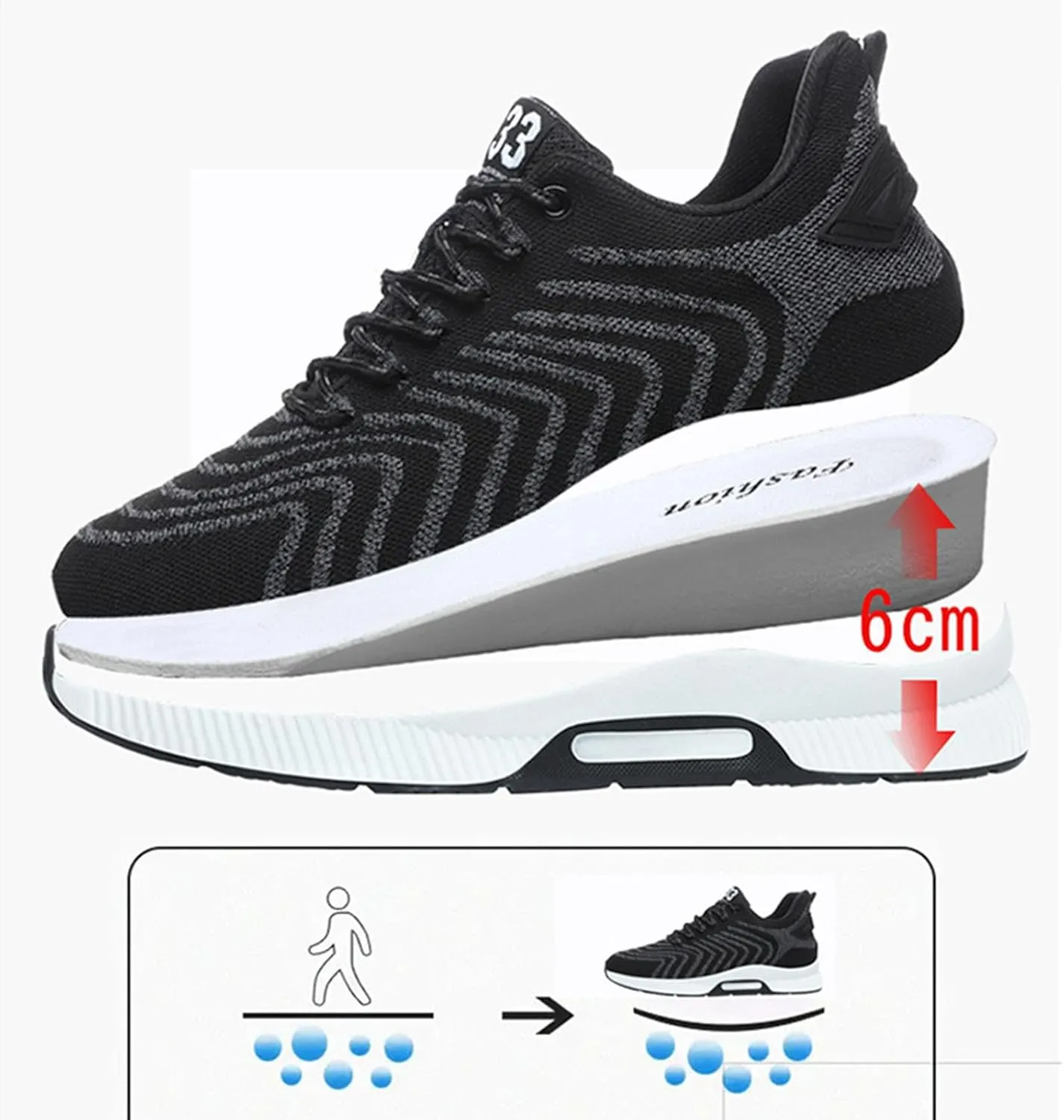 Couple Men's Elevator Shoes Men's Casual Mesh Trainers Lightweight Breathable Lace Up Sports Shoes with Mens Sneaker 626