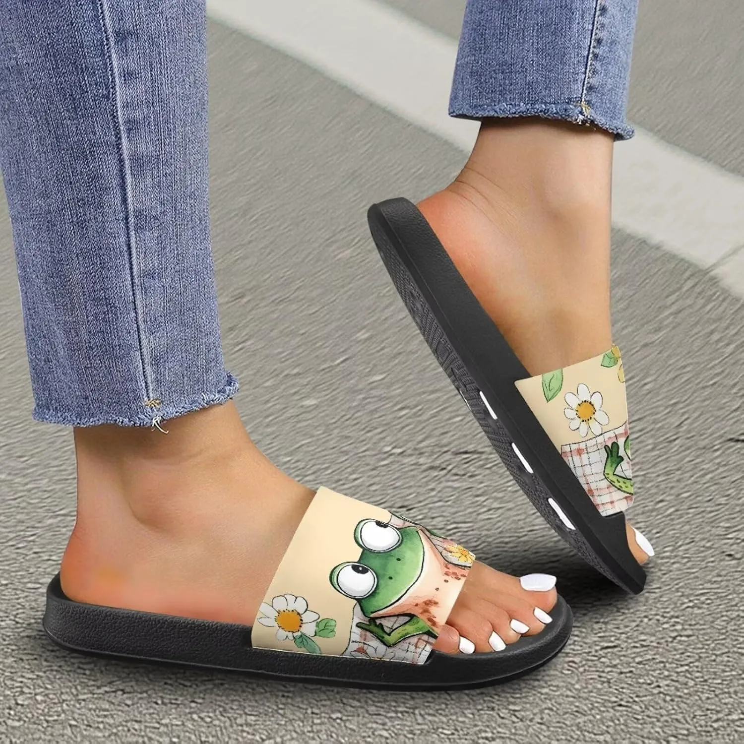 Couple Pattern Slide Sandals for Women Men Ultra Comfort Recovery Pillow Slippers Soft Summer Beach Shoes