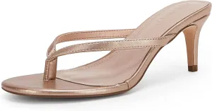 Coutgo Women's Kitten Heel Flip Flops Slip On Thong Slide Sandals Comfortable Summer Beach Shoes