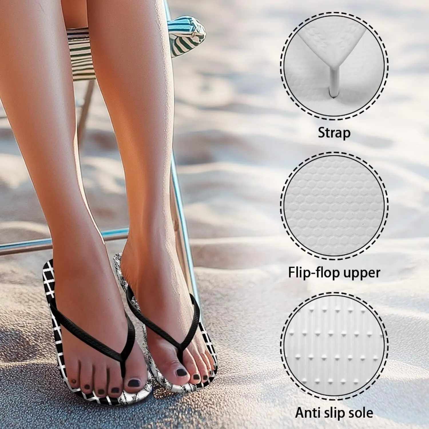 Creative Plant Print Flip Flops for Women Fit Comfort Flat Shower Sandals Lightweight Casual Ladies Slippers Beach Vacation Essentials