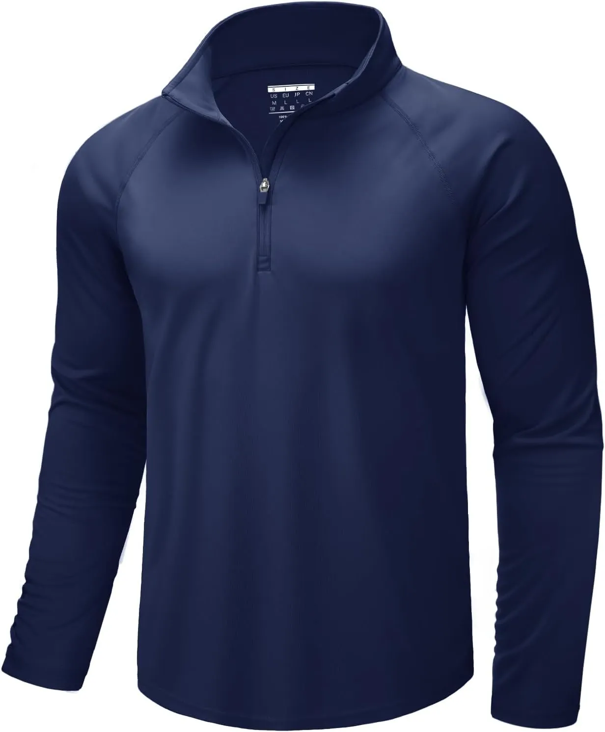 CRYSULLY Men's Long Sleeve 1/4 Zip Shirts Sun Protection Pullover UPF 50  Rash Guard Running Lightweight T Shirt