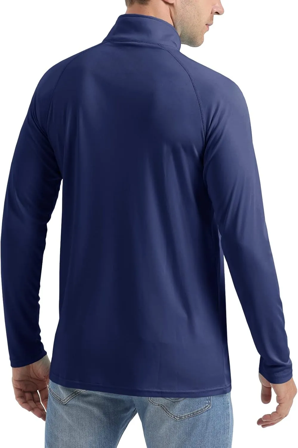 CRYSULLY Men's Long Sleeve 1/4 Zip Shirts Sun Protection Pullover UPF 50  Rash Guard Running Lightweight T Shirt