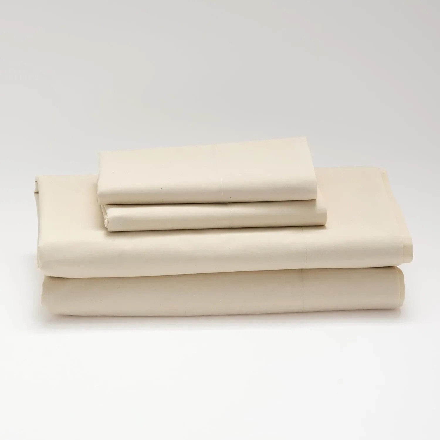 Cuddledown Katahdin Undyed Organic Sheet Set | 100% Organic Cotton | Sustainably Grown | Percale Weave | Oeko-TEX Standard 100 | 4 Piece Set | Natural | Queen