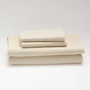 Cuddledown Katahdin Undyed Organic Sheet Set | 100% Organic Cotton | Sustainably Grown | Percale Weave | Oeko-TEX Standard 100 | 4 Piece Set | Natural | Queen