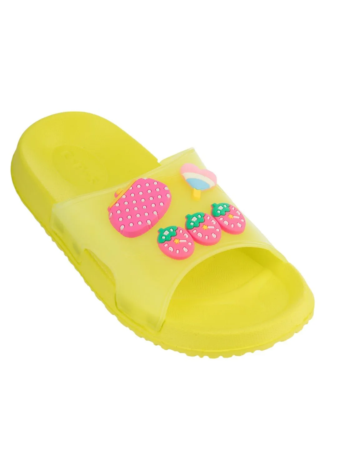 Cute & Comfy Strawberry, Purse & Heart Candy Charms Slides for Girls- Green