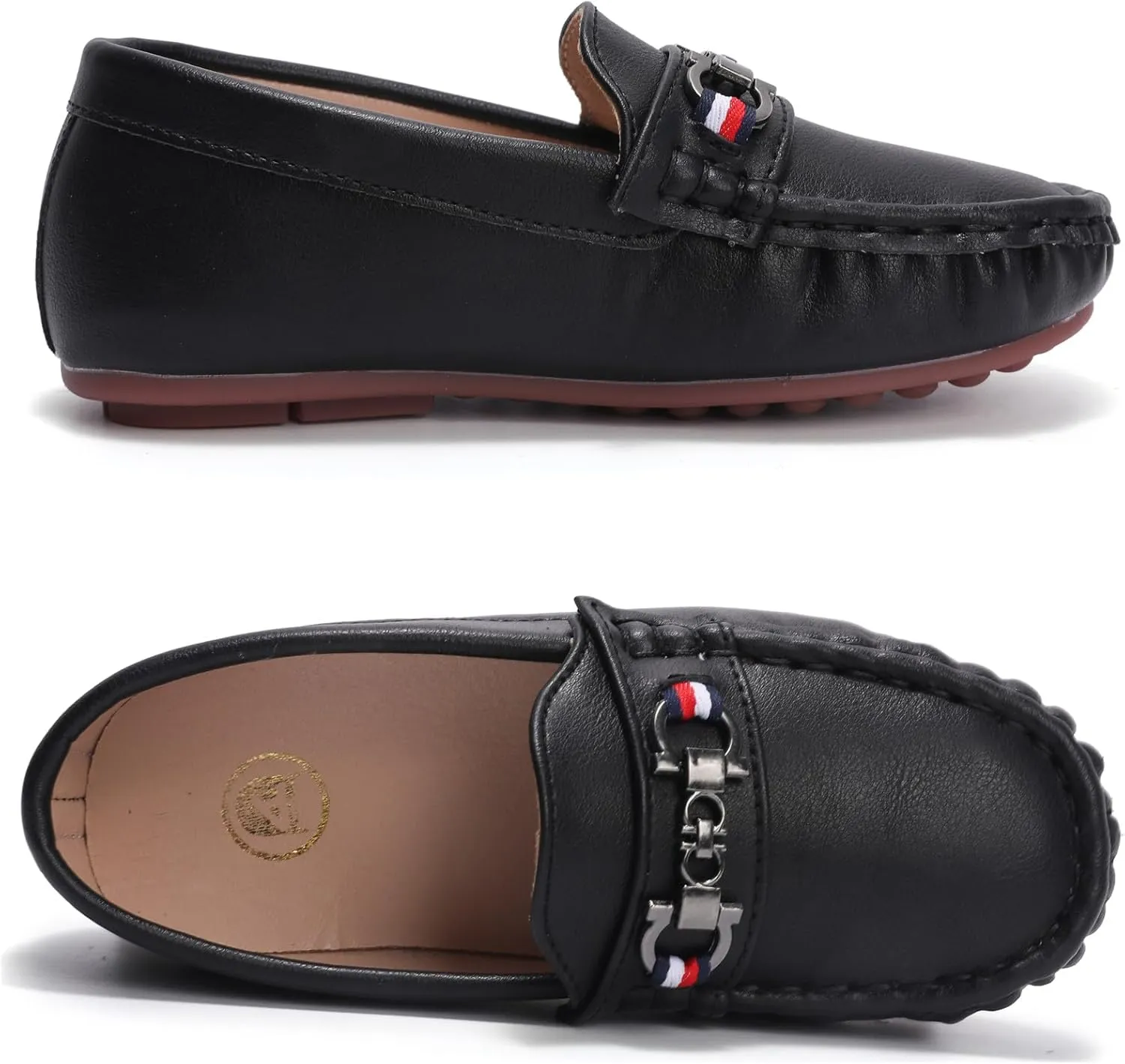 DADAWEN Toddler Little Kid Boys Girls Soft Leather Loafer Casual Moccasin Flats Dress Shoes Penny Slip On Boat Shoes School Wedding Church Loafers