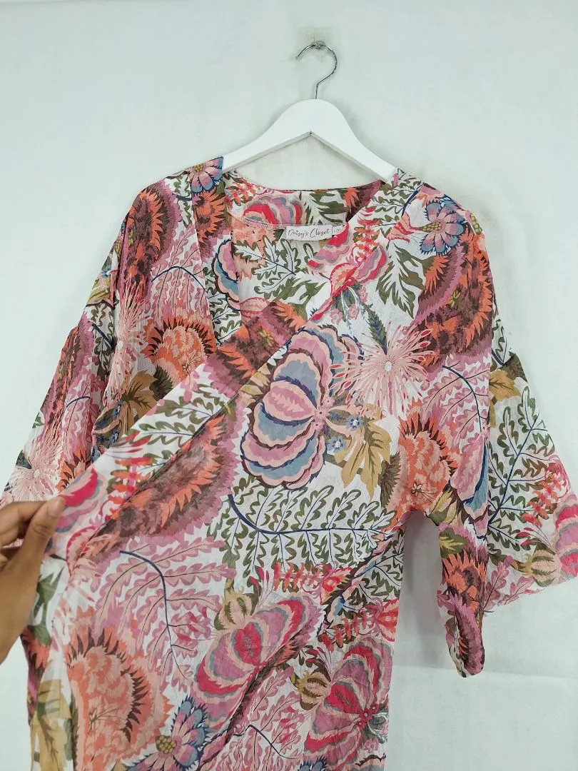Daisy's Closet Beachy Lightweight Floral Cardigan Size L