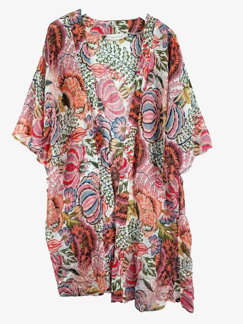 Daisy's Closet Beachy Lightweight Floral Cardigan Size L