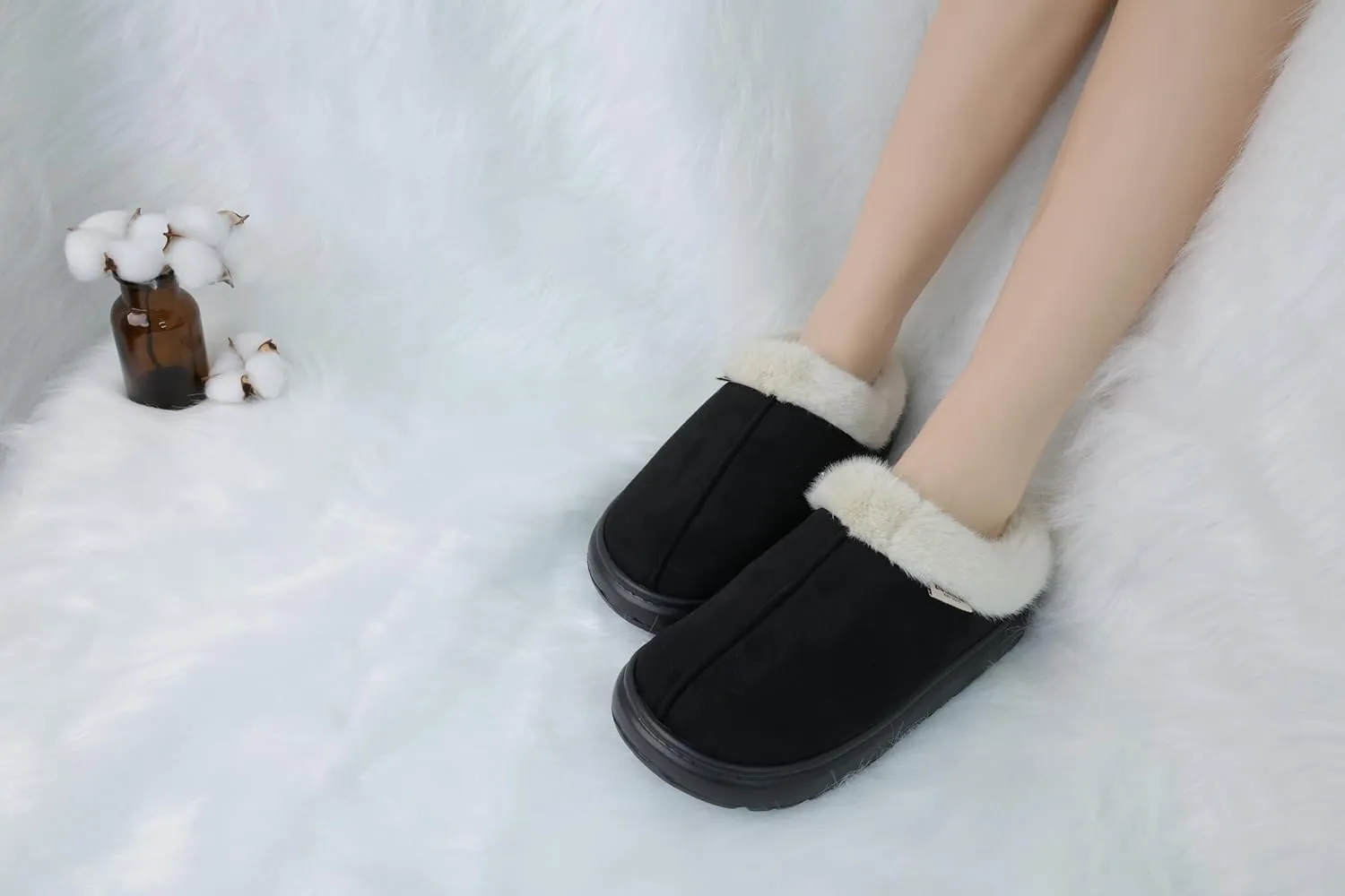 DCLTD Fluffy House Slippers for Women Men Bedroom Shoes Cozy Warm Slip on Indoor and Outdoor Winter Platform Shoes Super Soft Cloud Slippers Christmas Gifts