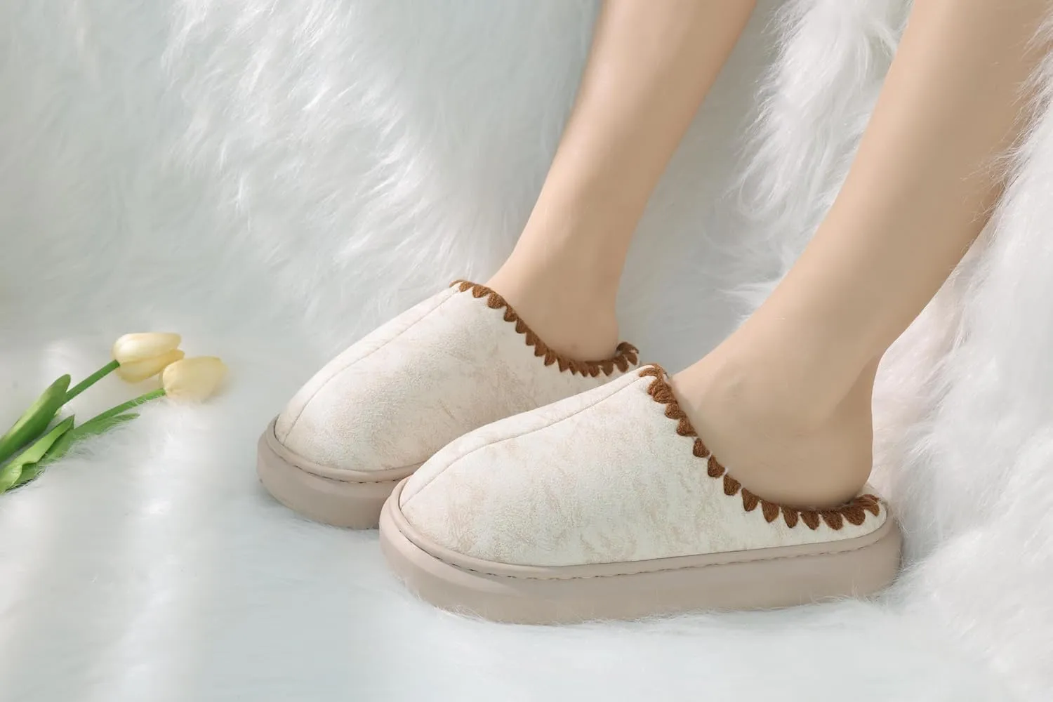 DCLTD Fluffy House Slippers for Women Men Bedroom Shoes Cozy Warm Slip on Indoor and Outdoor Winter Platform Shoes Super Soft Cloud Slippers Christmas Gifts