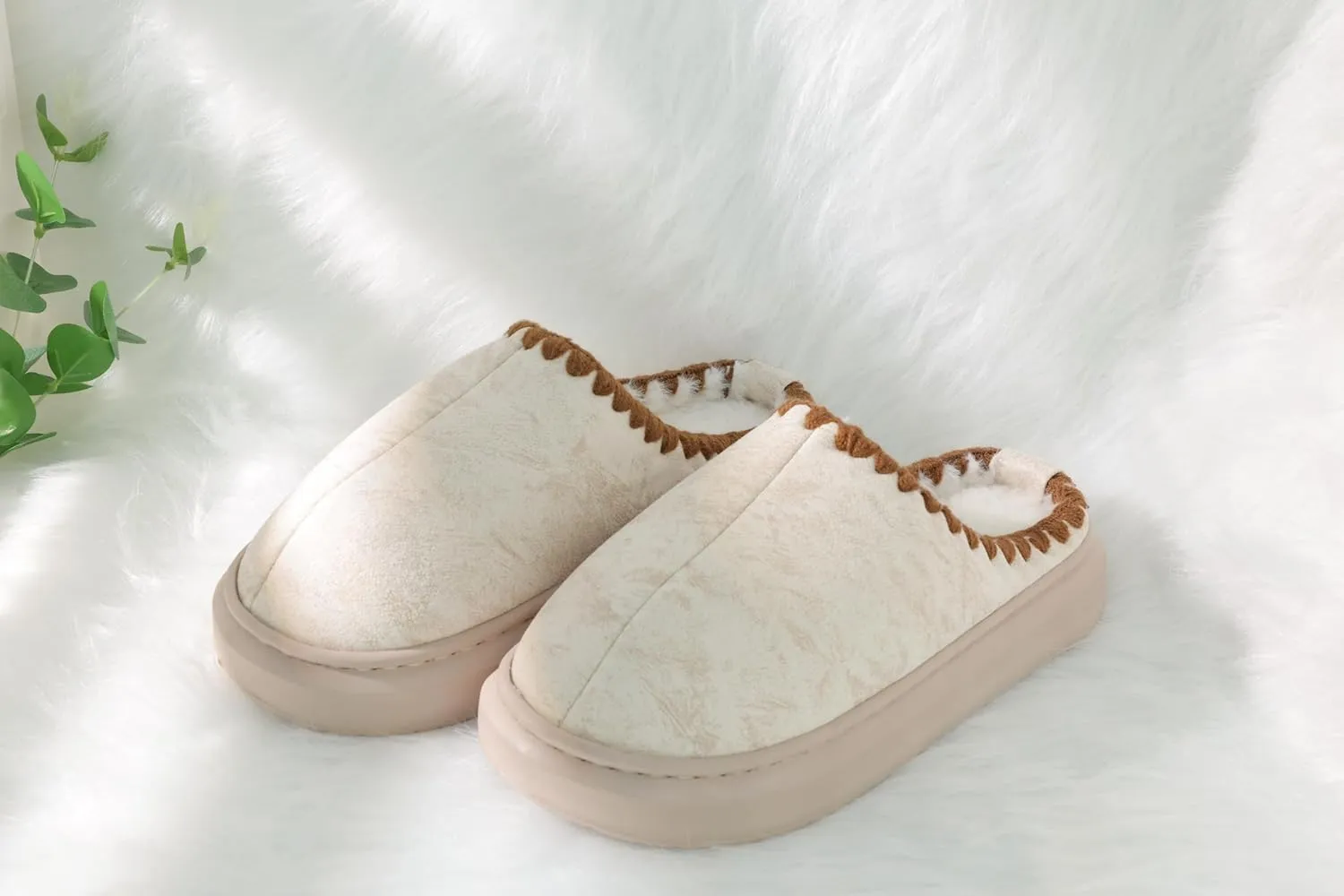 DCLTD Fluffy House Slippers for Women Men Bedroom Shoes Cozy Warm Slip on Indoor and Outdoor Winter Platform Shoes Super Soft Cloud Slippers Christmas Gifts