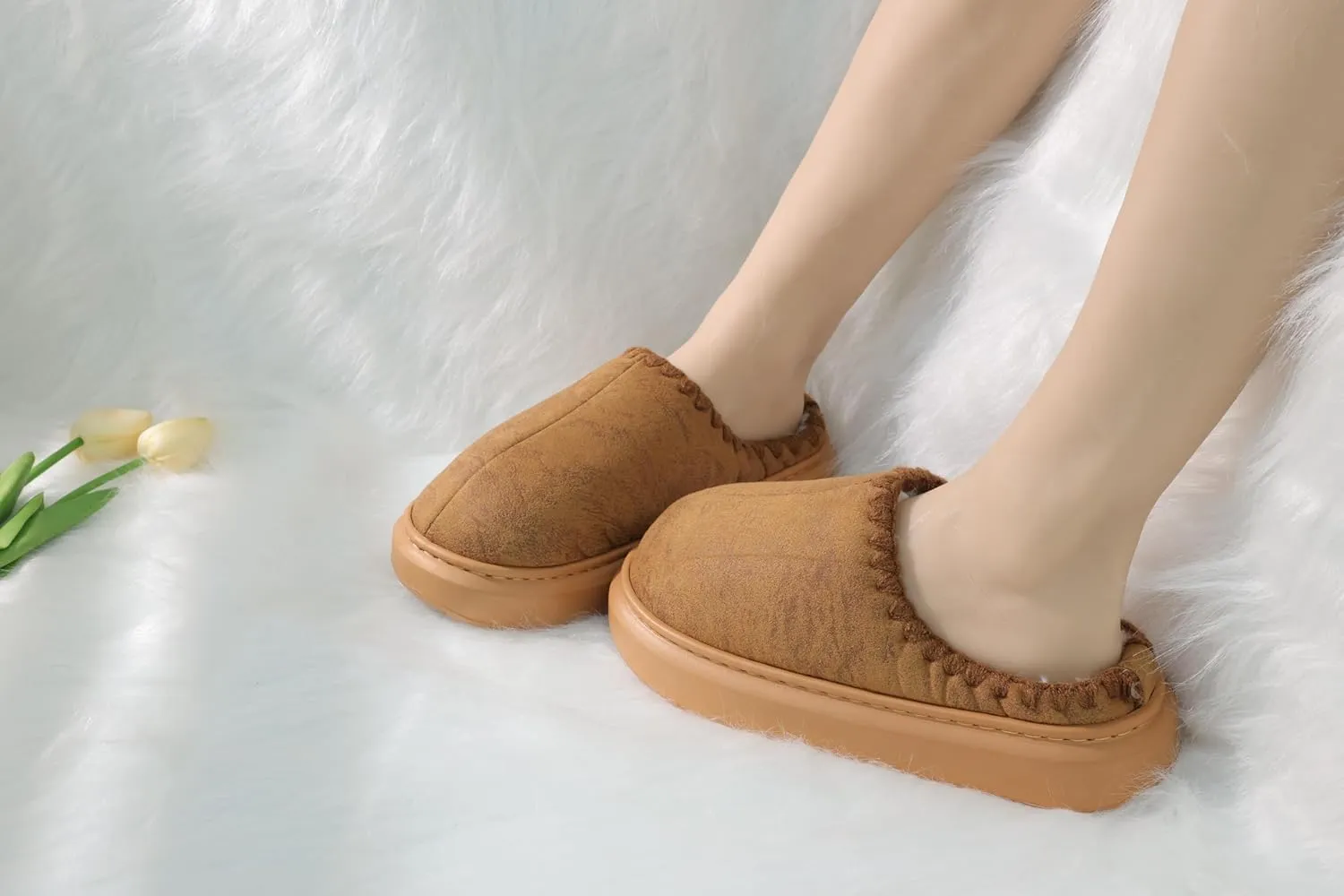DCLTD Fluffy House Slippers for Women Men Bedroom Shoes Cozy Warm Slip on Indoor and Outdoor Winter Platform Shoes Super Soft Cloud Slippers Christmas Gifts