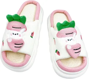 DCLTD Womens Cartoon Animal Slippers Home Linen Slippers Men's and Women's Cartoon Slides Cloud Slippers Super Soft Shoes for Boys and Girls