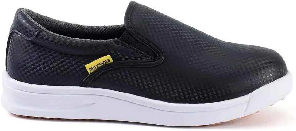 DDTX Slip Oil Resistant Slip-on Mens Work Shoes Black/White
