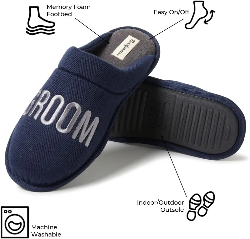 Dearfoams Men's Groom & Groomsmen Giftable Wedding Day Scuff Slipper