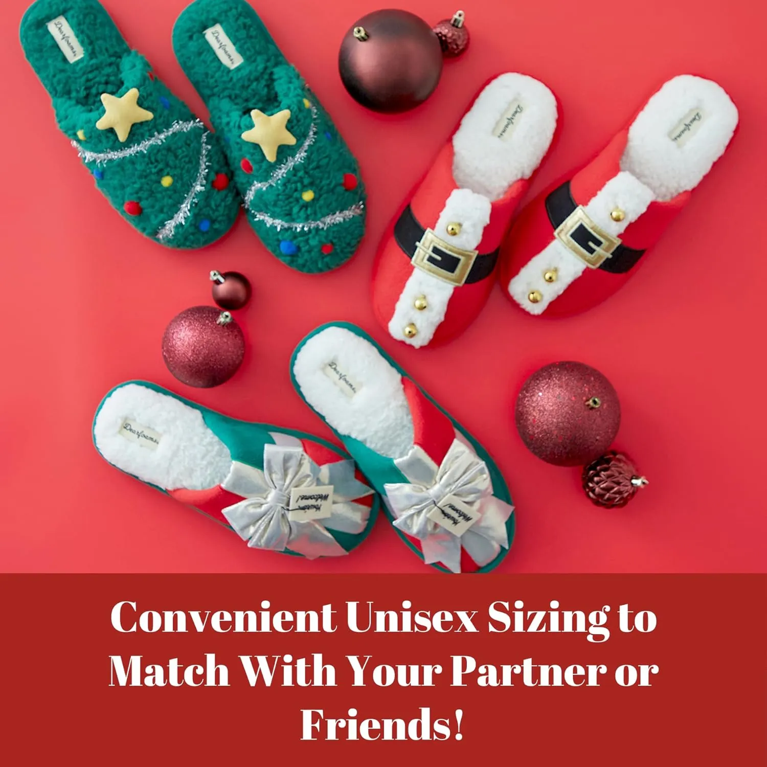 Dearfoams unisex adult Ugly Sweater Christmas Slippers for Men and Women