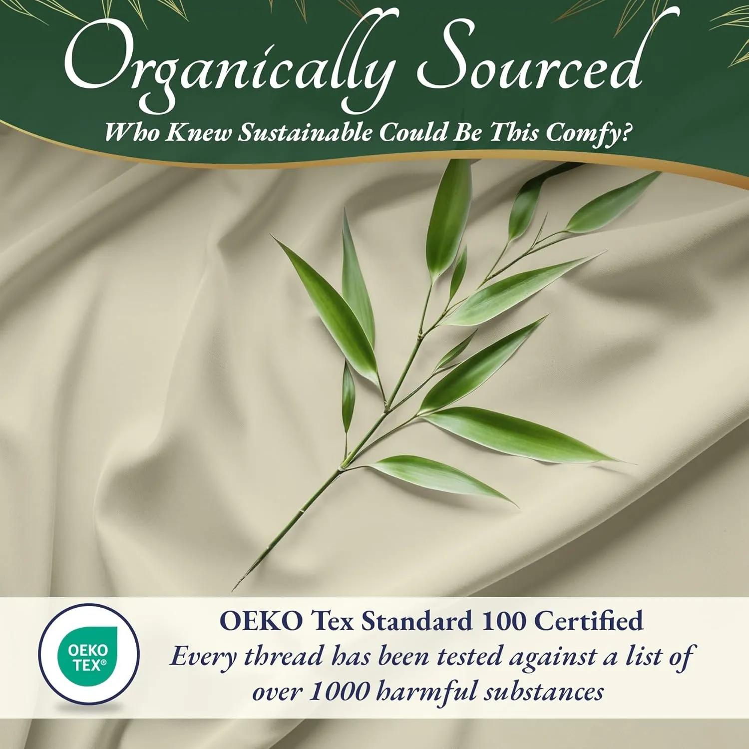 DECOLURE 100% Organic Viscose Derived from Bamboo Sheets King Size 6pcs - Ultra Soft & Luxuriously Cooling, 17" Deep Pocket, Double Stitching, Perfect for Hot Sleepers - King Bed Sheets (Creme)