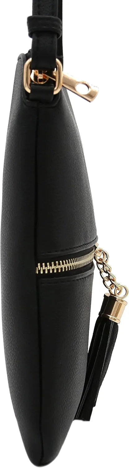 DELUXITY Lightweight Medium Crossbody Bag with Tassel