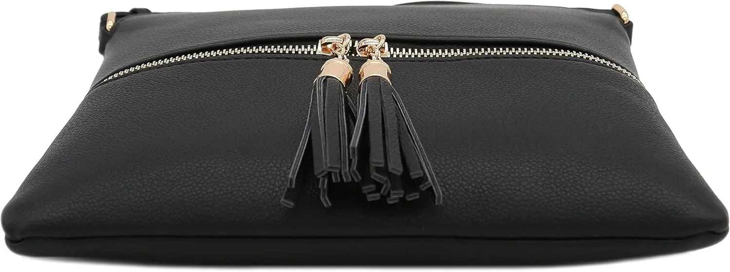 DELUXITY Lightweight Medium Crossbody Bag with Tassel