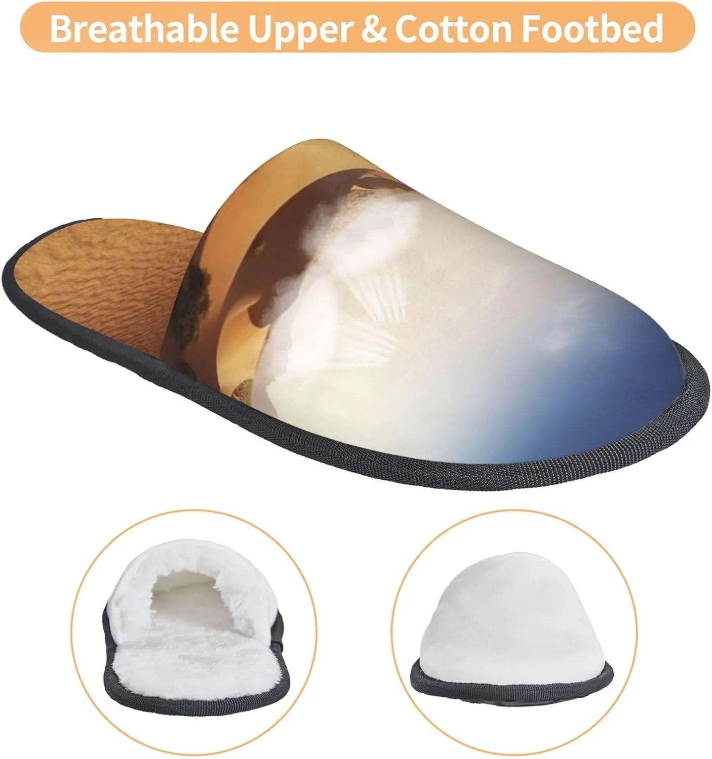 Desert landscape Furry Slippers for Men Women Fuzzy Memory Foam Slippers Warm Comfy Slip-on Bedroom Shoes Winter House Shoes for Indoor Outdoor