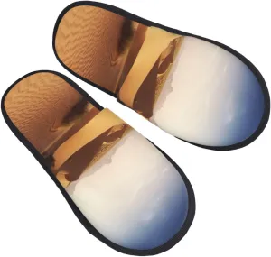 Desert landscape Furry Slippers for Men Women Fuzzy Memory Foam Slippers Warm Comfy Slip-on Bedroom Shoes Winter House Shoes for Indoor Outdoor