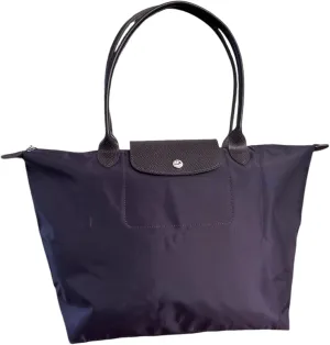 Designer-like Tote | Genuine Leather Trimming | Foldable | Nylon | Lightweight | Zipper Closure | Flat Inside Pockets