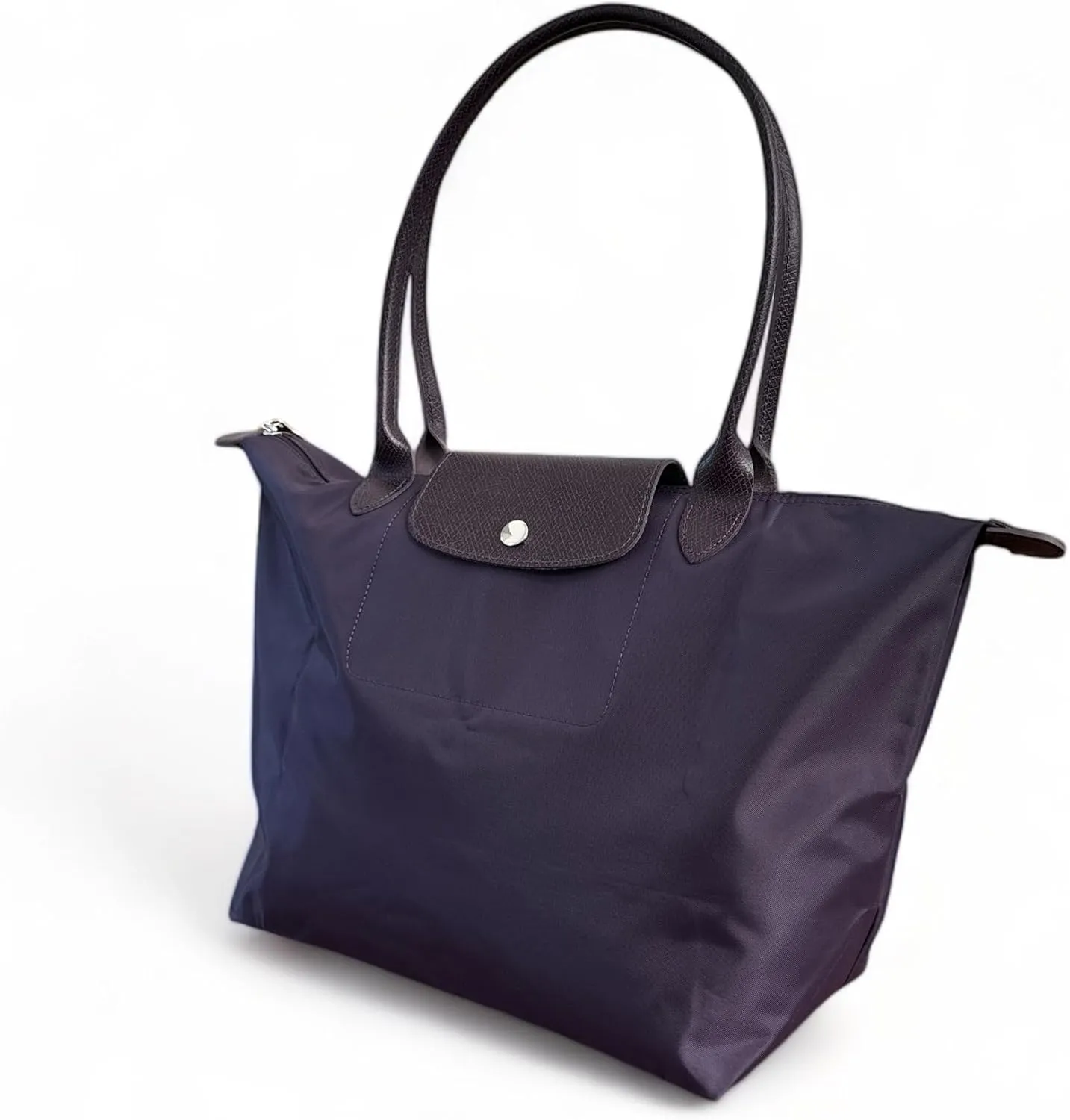Designer-like Tote | Genuine Leather Trimming | Foldable | Nylon | Lightweight | Zipper Closure | Flat Inside Pockets