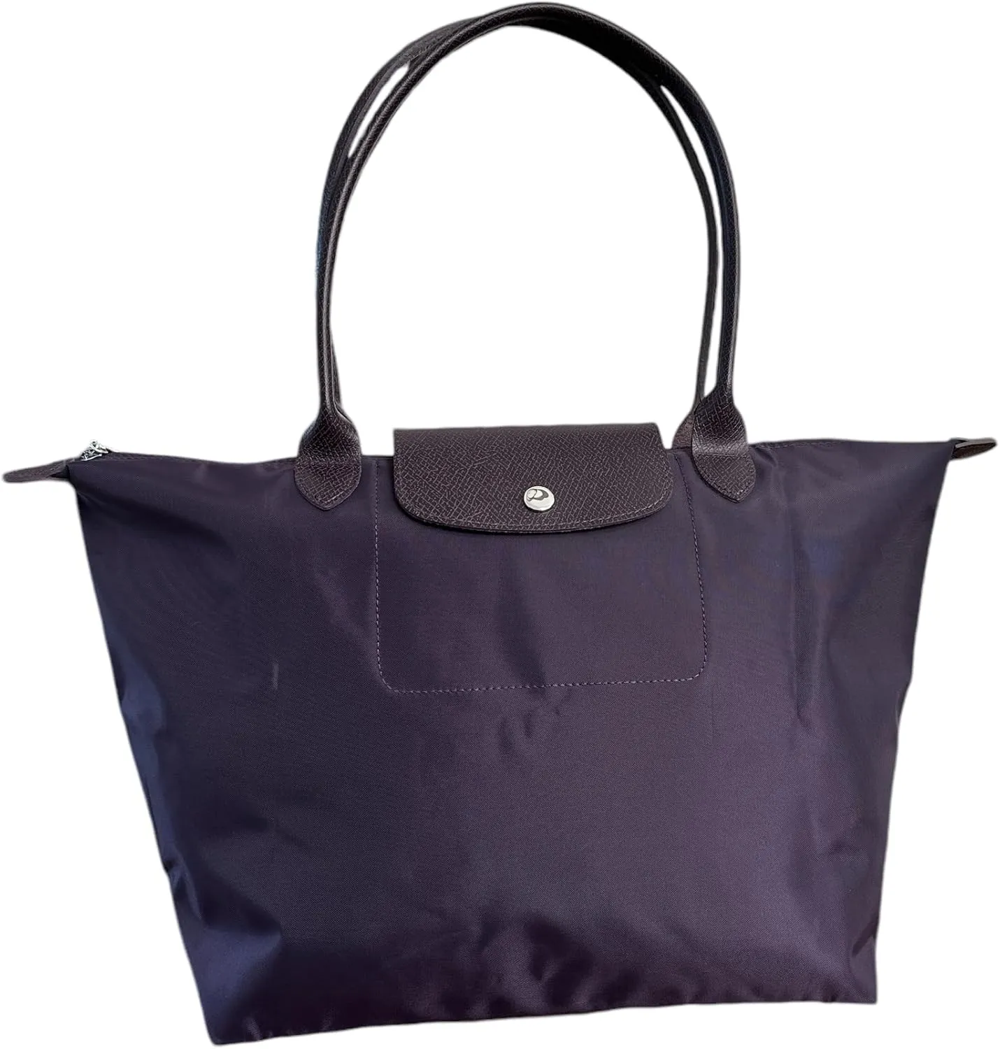 Designer-like Tote | Genuine Leather Trimming | Foldable | Nylon | Lightweight | Zipper Closure | Flat Inside Pockets