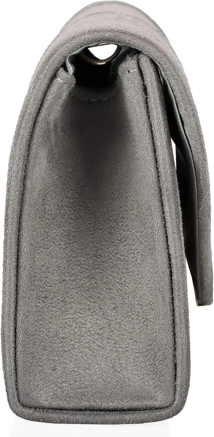 Dexmay Women Faux Suede Envelope Clutch Purse Evening Velvet Handbag Foldover Shoulder Crossbody Bag