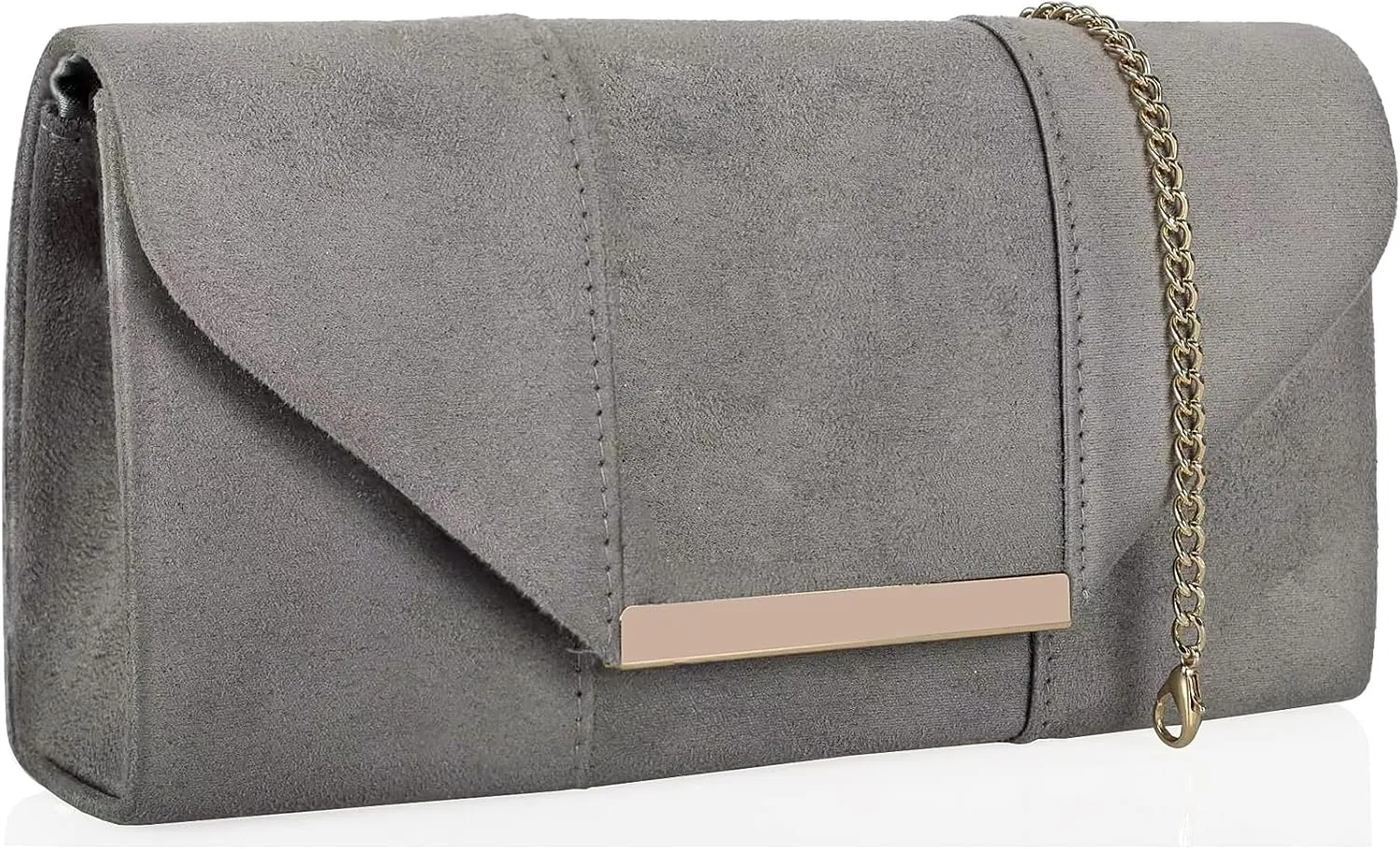 Dexmay Women Faux Suede Envelope Clutch Purse Evening Velvet Handbag Foldover Shoulder Crossbody Bag