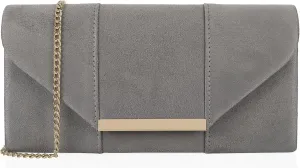 Dexmay Women Faux Suede Envelope Clutch Purse Evening Velvet Handbag Foldover Shoulder Crossbody Bag