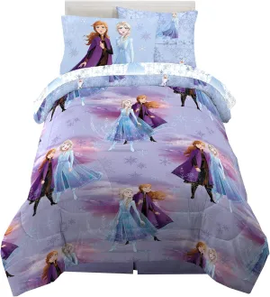 Disney Frozen 2 Kids Bedding Super Soft Comforter and Sheet Set with Sham, 5 Piece Twin Size, "Official" Disney Product By Franco