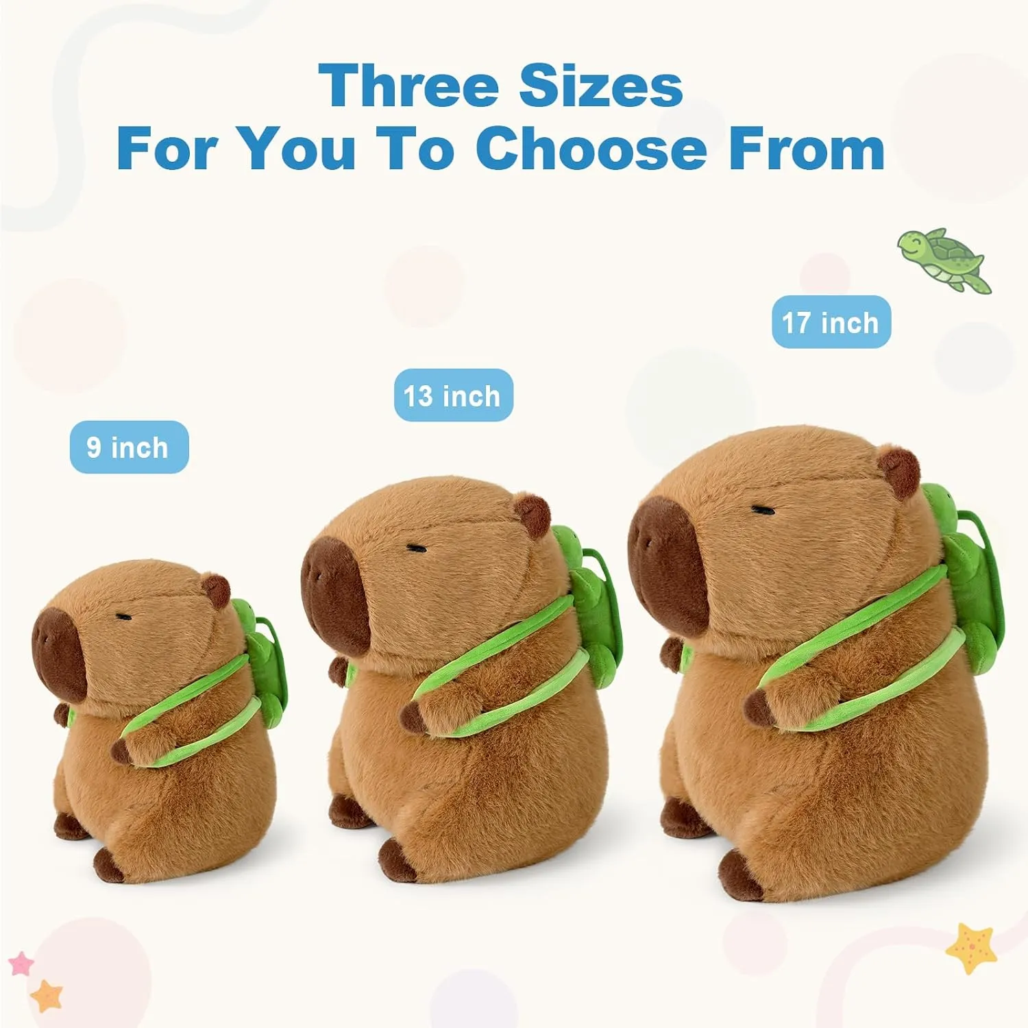 Ditucu Cute Capybara Plush with Turtle Backpack Soft Capibara Stuffed Animal Plushies Toys Hugging Gifts for Kids Brown 13 inch