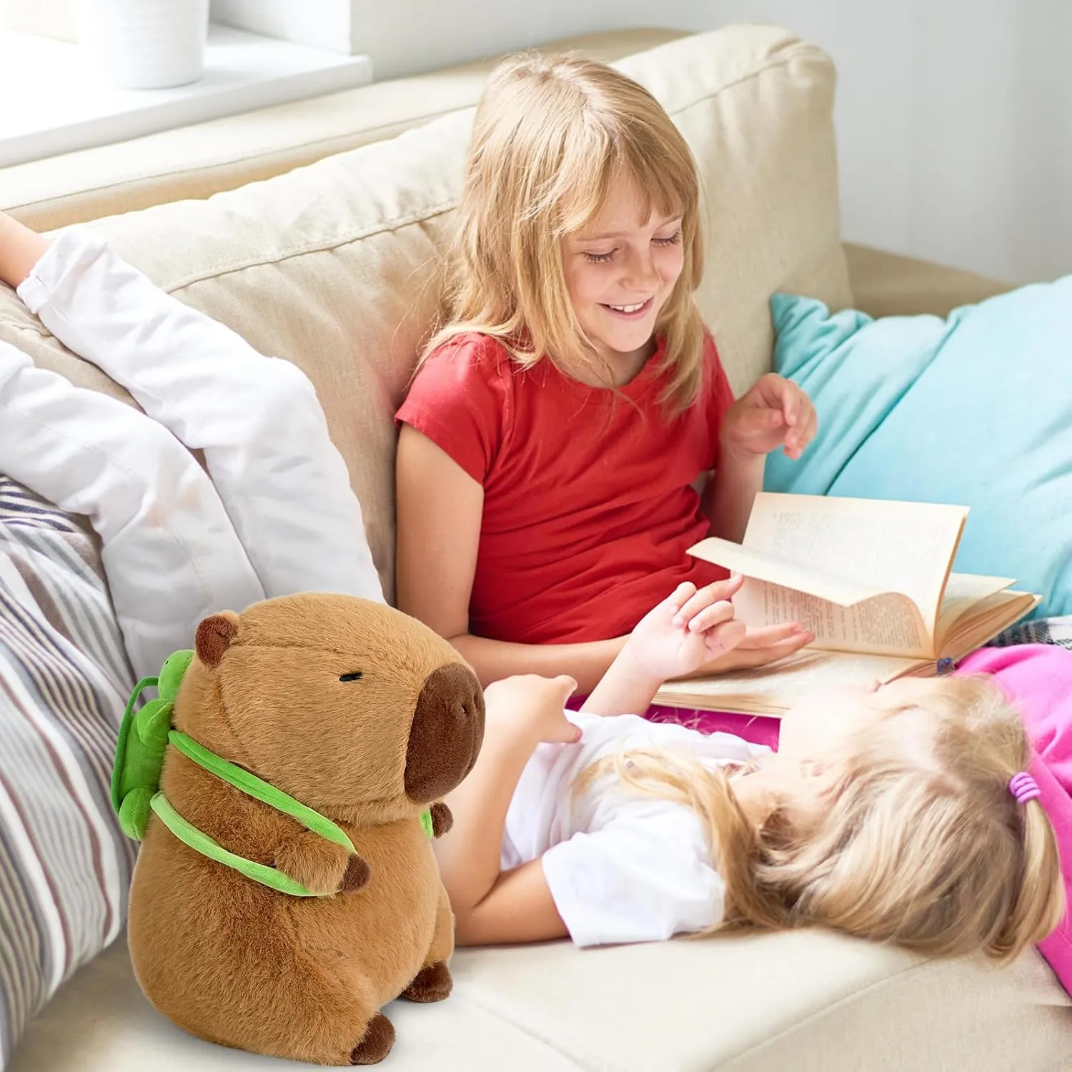 Ditucu Cute Capybara Plush with Turtle Backpack Soft Capibara Stuffed Animal Plushies Toys Hugging Gifts for Kids Brown 13 inch