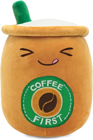 Ditucu Cute Coffee Cafe Cup Boba Plush Kawaii Bubble Plushie Milk Tea Pillow Soft Stuffed Animals Toys Gifts for Kids Brown 13.7 inch