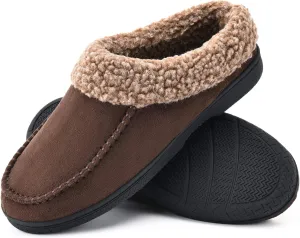 DL Warm House Cozy Wool-Like Mens Slippers - Memory Foam, Indoor/Outdoor, Non-Slip, Breathable Suede Moccasin Size